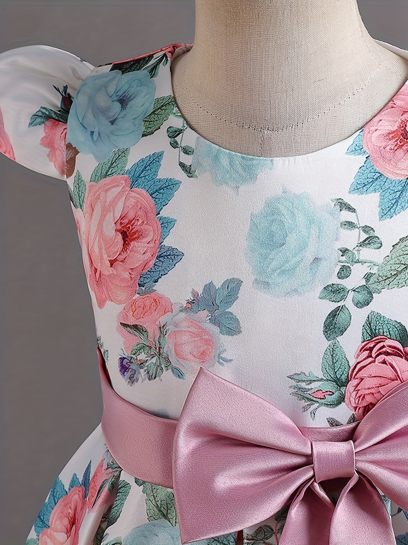 Girl's Retro Flowers Print Princess Dress