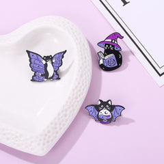 Enamel Butterfly Cat Brooch Women's Animal Pins Kitten Jewelry