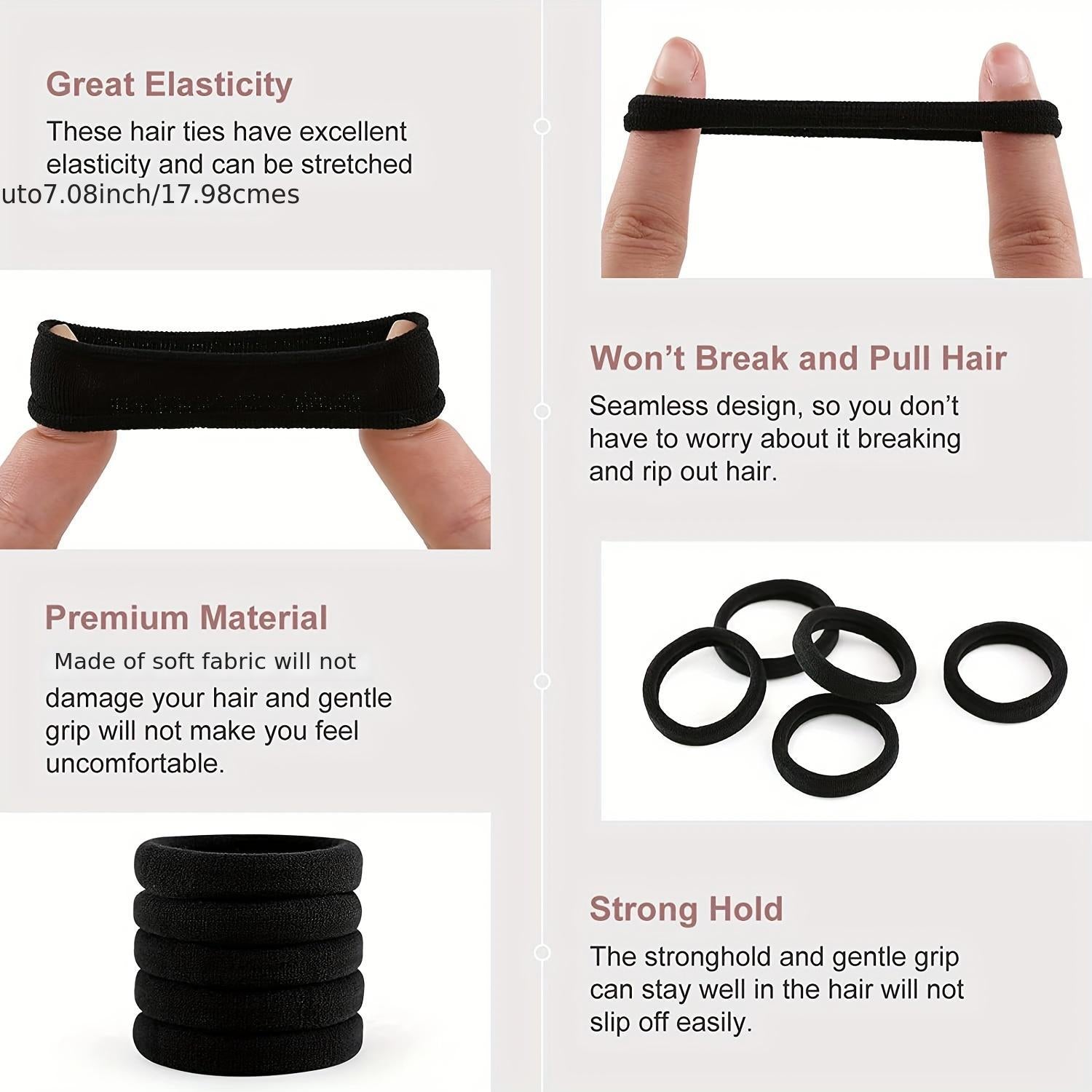 30 Seamless Thick Hair Band Elastic Hair Ties No Damage Ponytail Holder