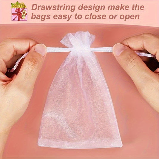 10pcs Transparent Organza Bag Wedding Gift Drawstring Soap Makeup Gauze Gift Bag