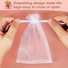 10pcs Transparent Organza Bag Wedding Gift Drawstring Soap Makeup Gauze Gift Bag