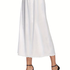 Lace Trim Midi Skirt Casual Solid Skirt Women's Clothing