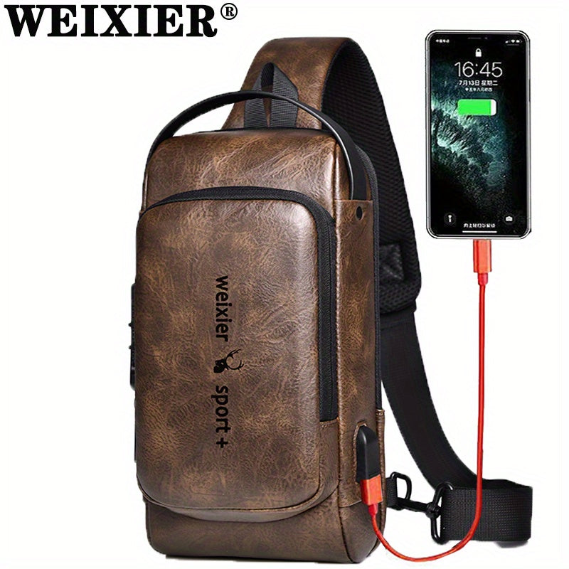 WEIXIER Men's Shoulder Messenger Bag with USB Charging Port
