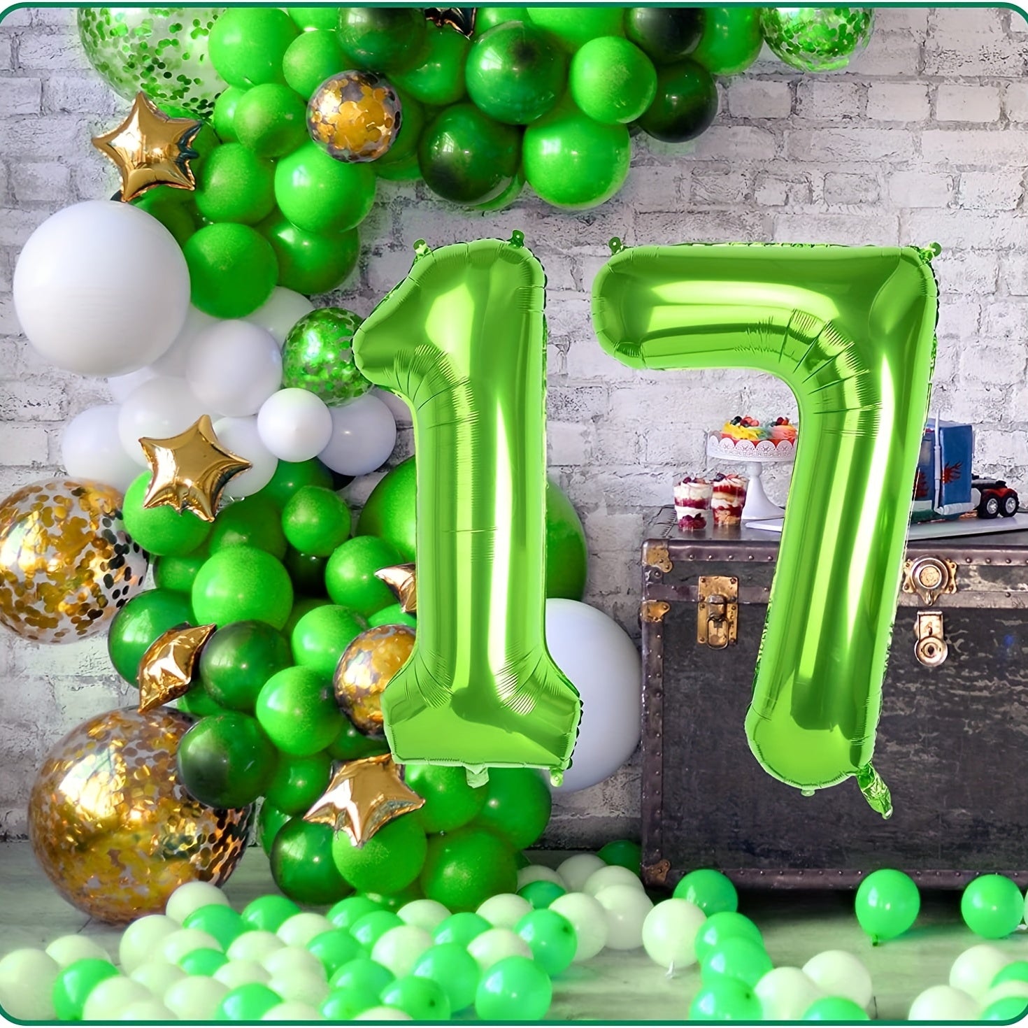 40" Fruit Green Number Aluminum Film Balloon - Birthday Decoration