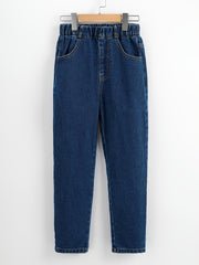 Girls Fit Jeans Solid Elastic Waist Pants Kids Clothes
