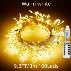LED Firecracker Fairy Lights 8 Modes Remote Timer Waterproof