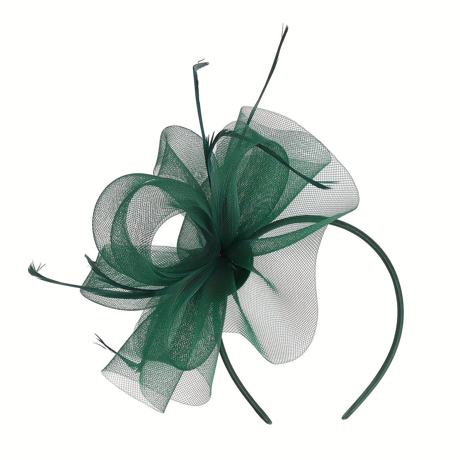 Green Feather Fascinator Headband for Bridal Tea Party