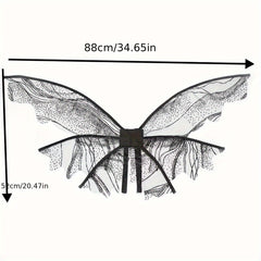 Sequined Butterfly Wings Headband Wand Costume for Halloween Masquerade Parties