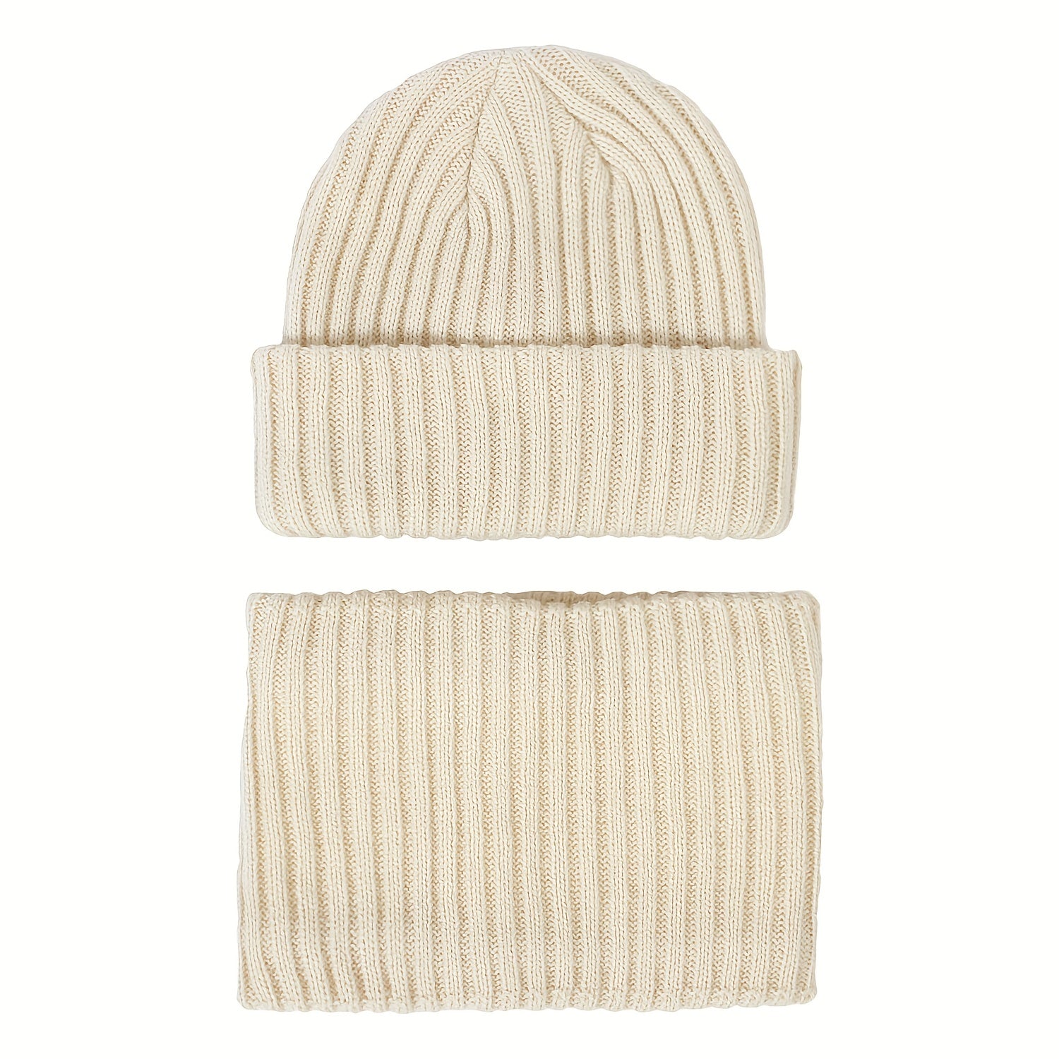 2pcs Woolen Knit Beanie Hat Scarf Set