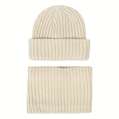 2pcs Woolen Knit Beanie Hat Scarf Set