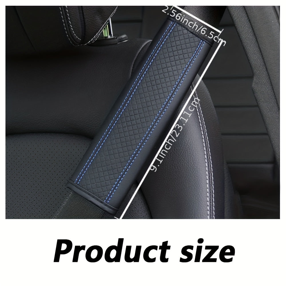2pcs Car Seat Belt Cover Breathable Faux Leather Shoulder Pad for Men and Women
