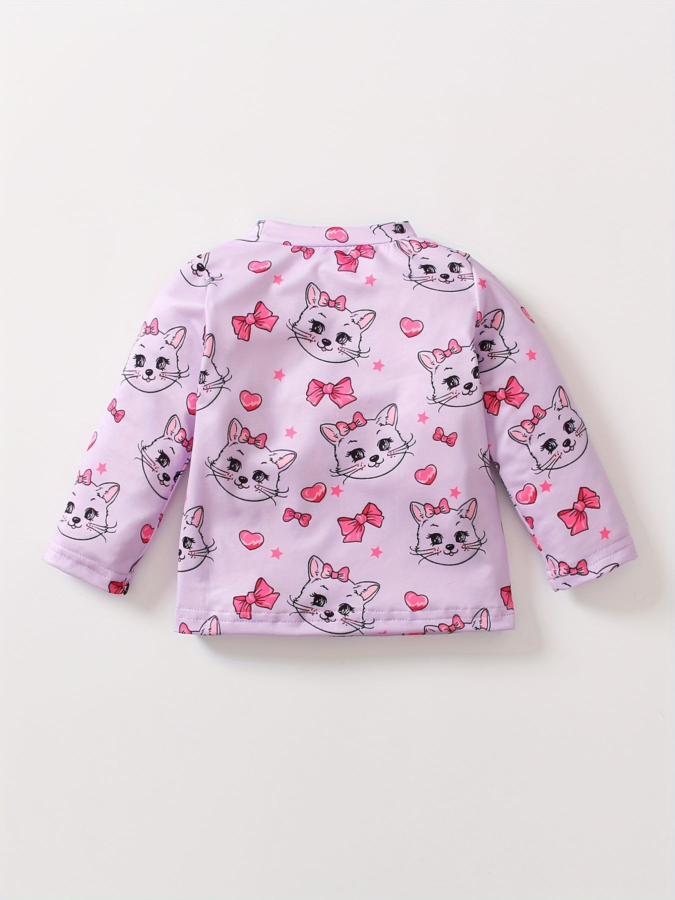 Girls Cat Bow Heart Graphic Sweatshirt Kids Long Sleeve T shirt