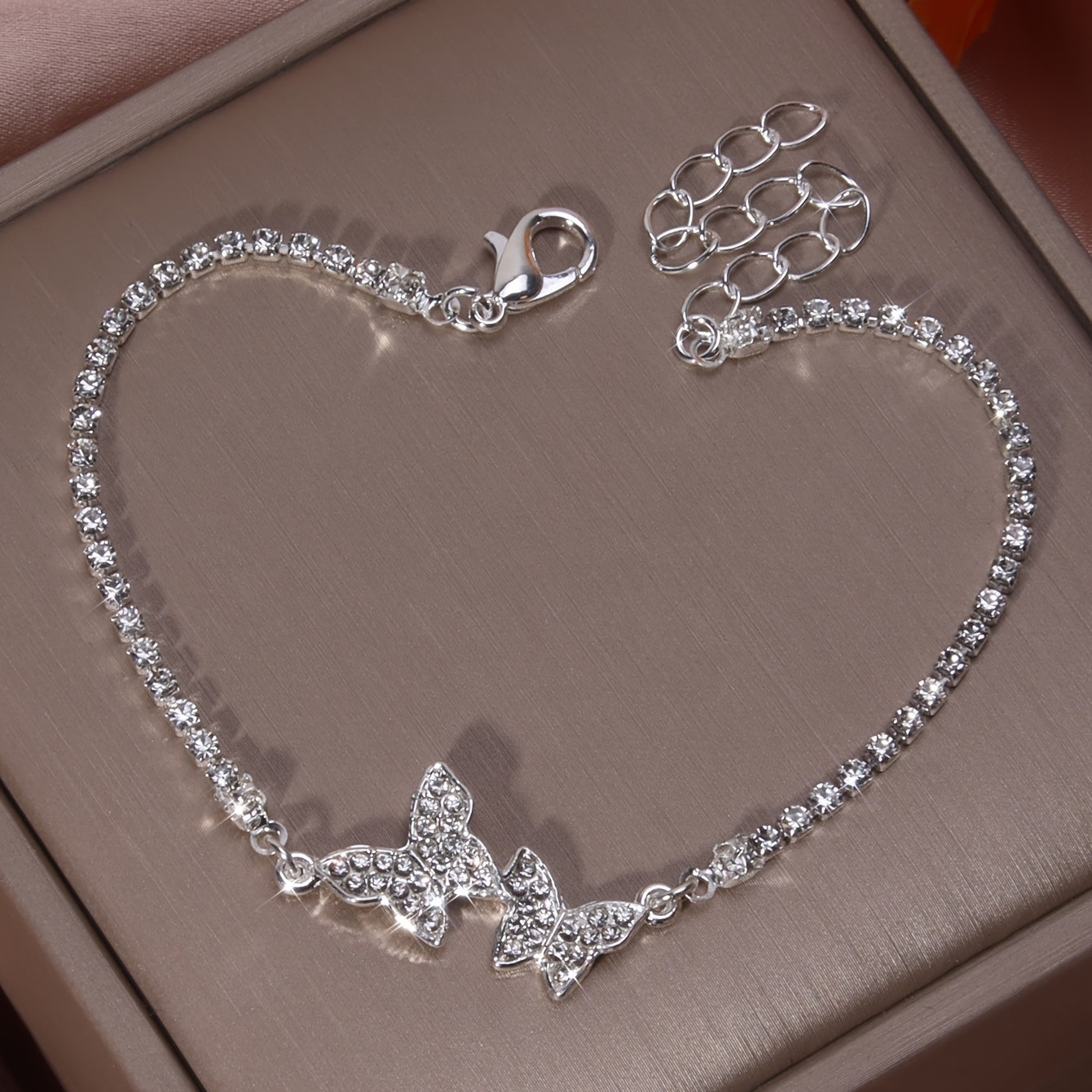Double Butterfly Rhinestones Chain Bracelet Hand Chain Jewelry