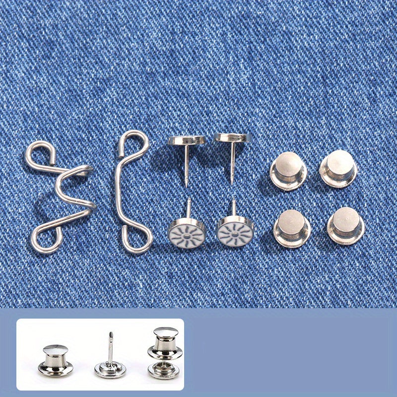 10pcs Waist Retracting Jeans Buckle Metal Button