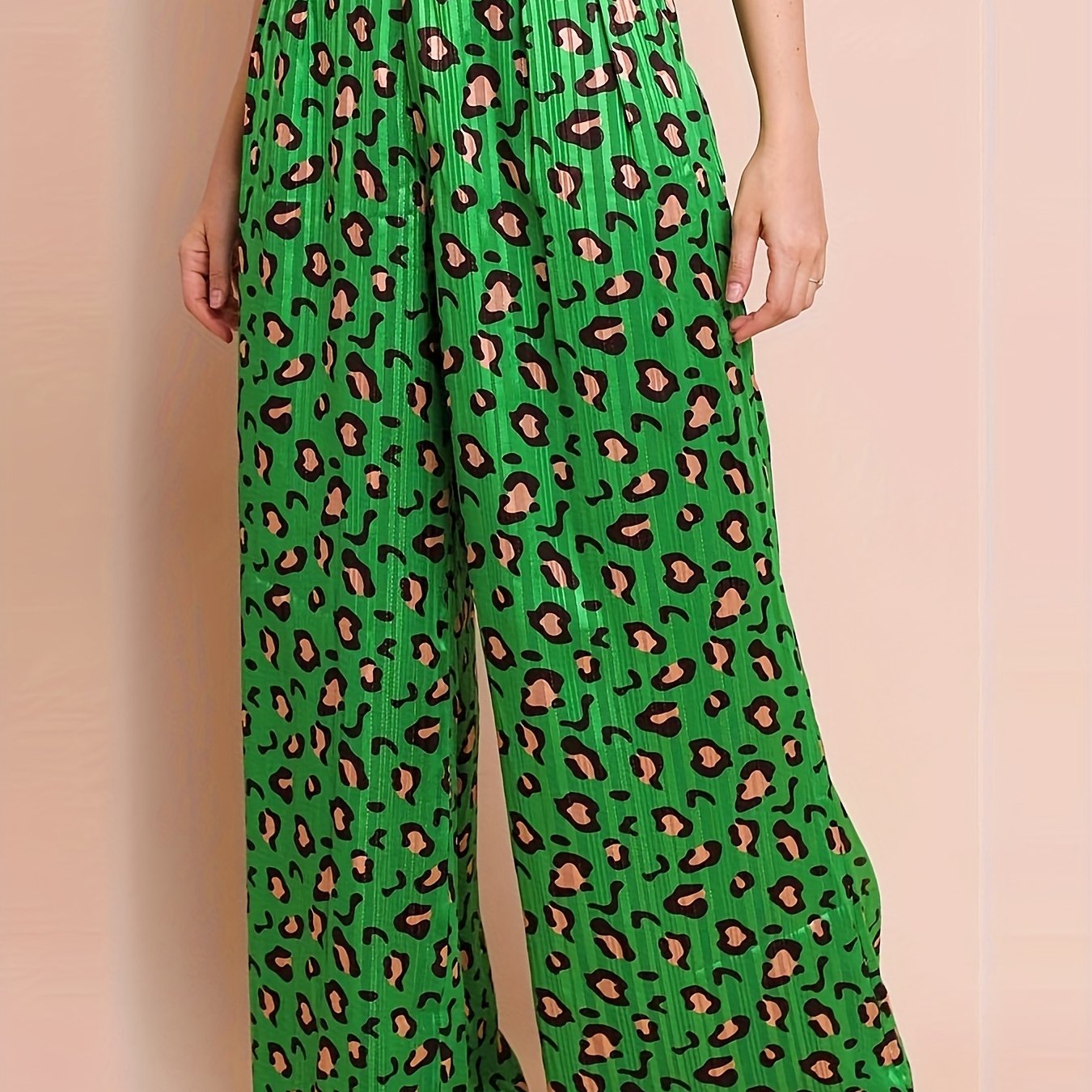  Leopard Print Wide Leg Trousers