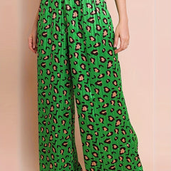  Leopard Print Wide Leg Trousers