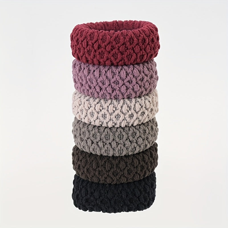 6pcs Thick Seamless Hair Ties Wide Elastic Ponytail Holder Scrunc