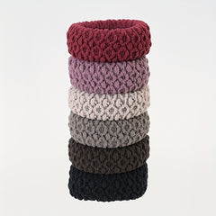 6pcs Thick Seamless Hair Ties Wide Elastic Ponytail Holder Scrunc