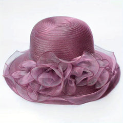 Sunscreen Organza Bucket Hat Flower Decor Lace Derby Hat