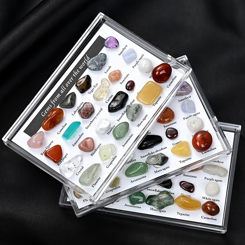 24pcs Natural Tiny Crystal Agate Stones Box Specimens