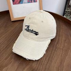 Hip Hop Baseball Cap Distressed Dad Hat Letter Patch Washed Sun Hat