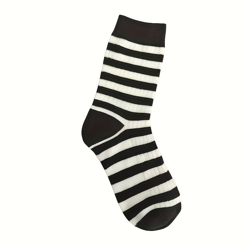 5 Pairs Letter Print Striped Socks Crew Sports Women's Stockings