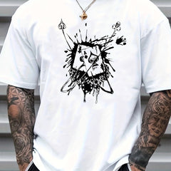 Poker Cards Print Men's Graphic Crew Neck T shirt Casual Comfy Tees