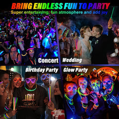 50pcs Glow Sticks Party Favors 7 Colors & Connectors for Necklace Balls Glasses