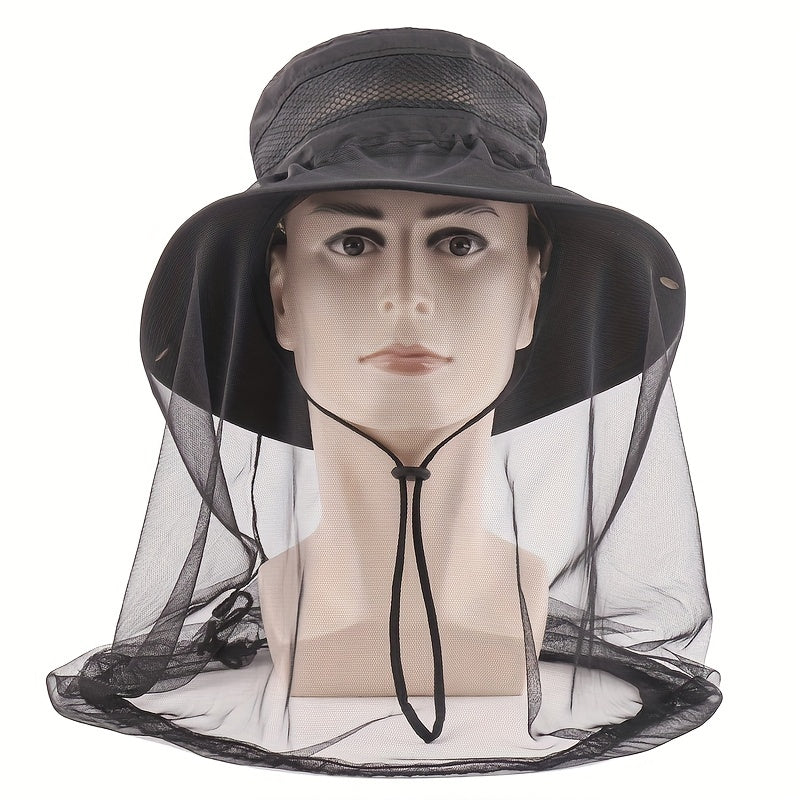 Summer Mesh Mosquito Bucket Hat For Outdoor Solid Unisex