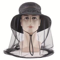 Summer Mesh Mosquito Bucket Hat For Outdoor Solid Unisex