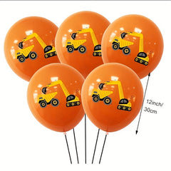 15pcs Orange Construction Theme Latex Balloons for Birthday Party Decor
