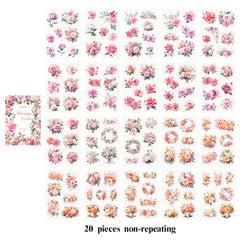 20pcs Simulation Pet & Plant Journal Stickers