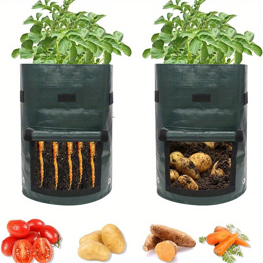 2pcs 10 Gallon Potato Grow Bags with Flap and Handles - Green