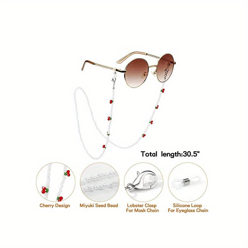 Crystal Cherry Glasses Chain Lanyard Retainer
