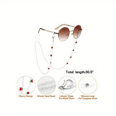 Crystal Cherry Glasses Chain Lanyard Retainer