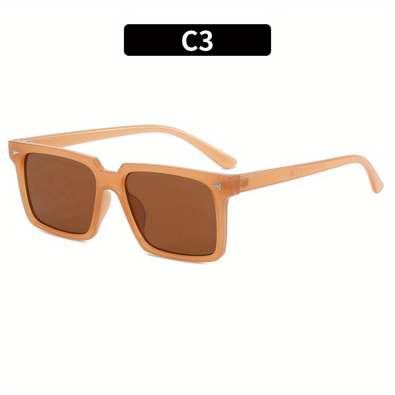 Rectangle Sunglasses Rivet Decor Glasses UV400