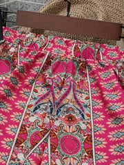  Allover Floral Print High Rise Elastic Loose Shorts