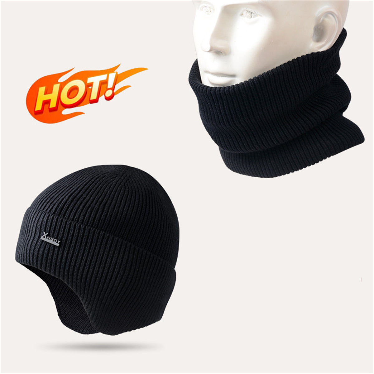 Men's Winter Warm Fleece Knit Wool Ski Hat