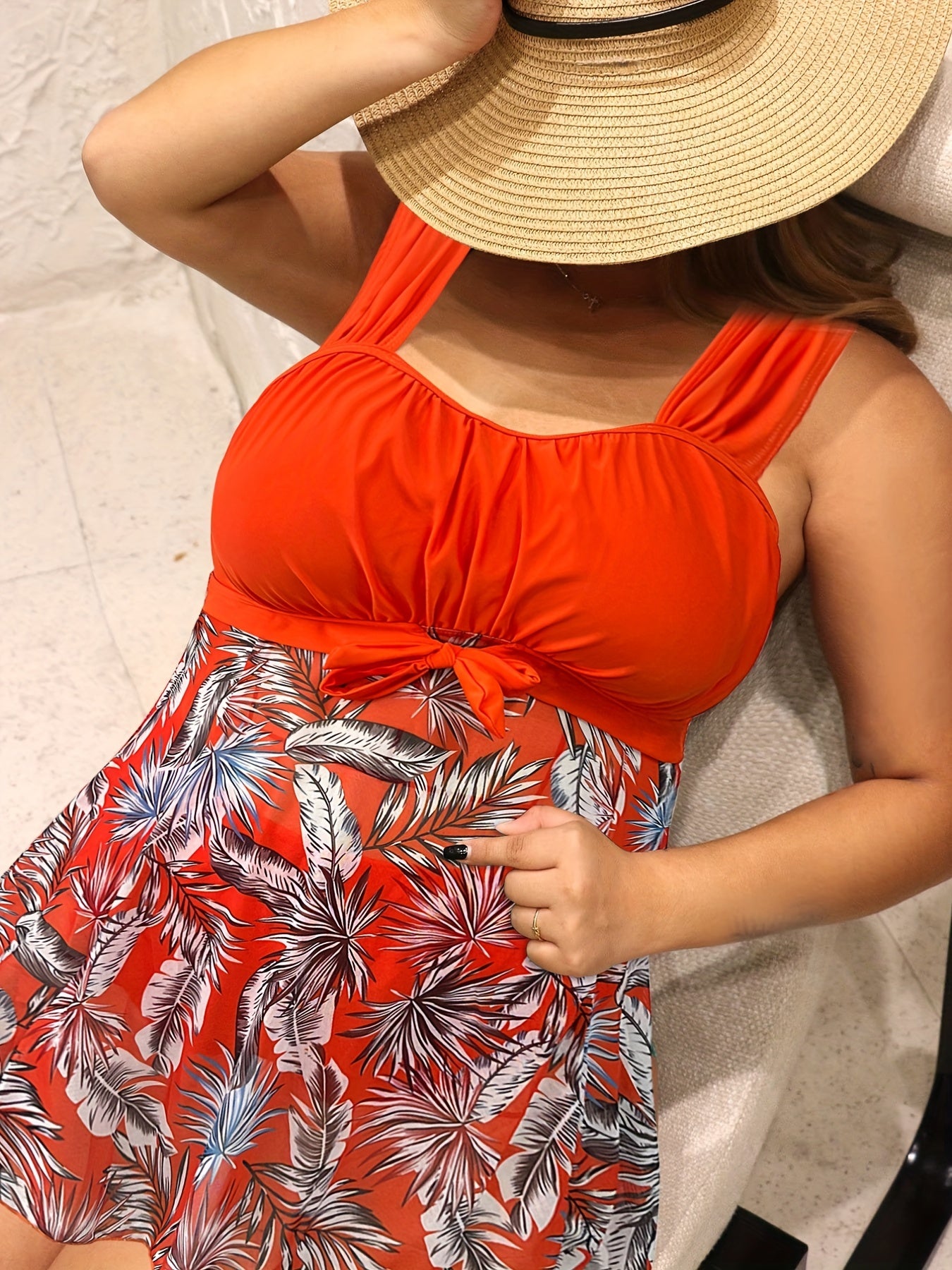  Tropical Mesh Tankini Set