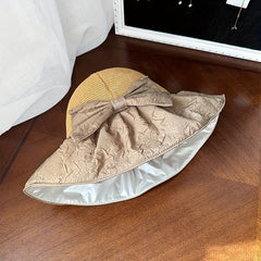Bowknot Embossed Bucket Hat UV Protection