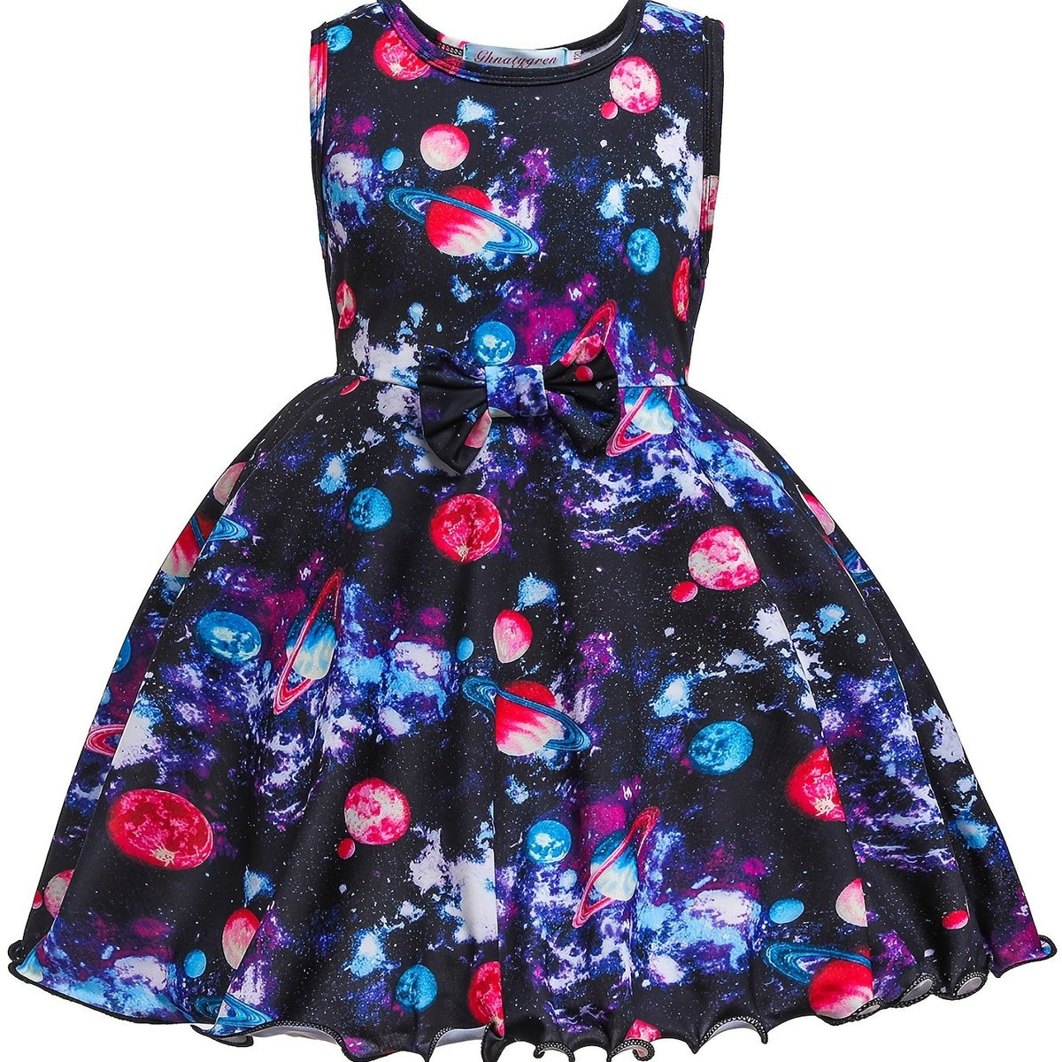 Girls Galaxy Print Sleeveless Dress Kids Clothes