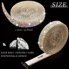 Rhinestone Ribbon Self Adhesive Bling Roll for Crafts Wedding Party Deco