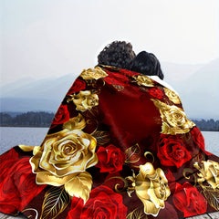 Rose Blanket Quilt Cover Travel Bedding Flannel Blanket Bedspread