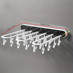Balcony Drying Rack with 24 Clips Household Folding Rack