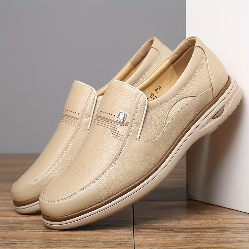 LAORENTOU Men's Leather Loafer Shoes Lightweight Non Slip Casual Shoes