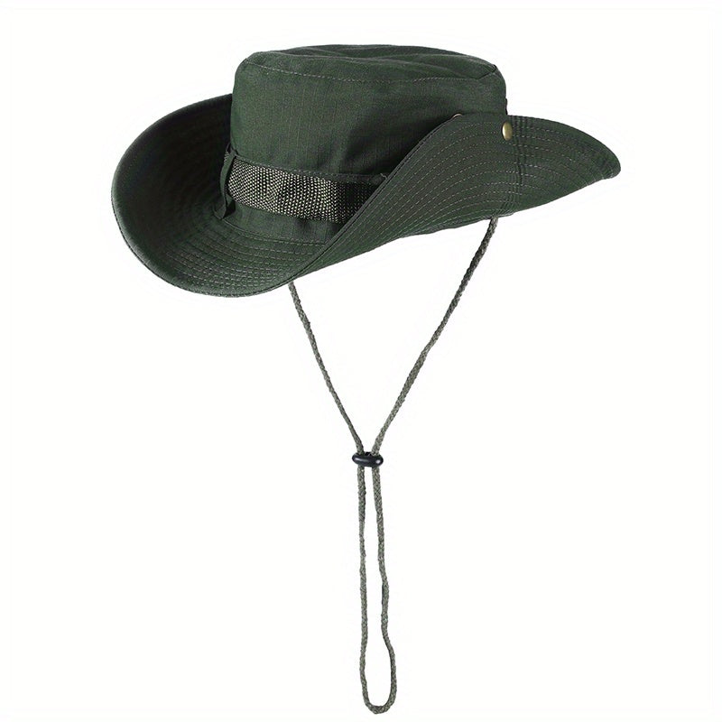 Button Rolled Brim Cowboy Hat Solid Sunscreen Western Cowgirl Hat