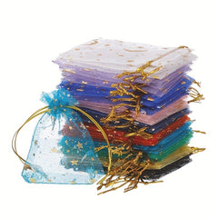 100pcs Moon Star Organza Gift Bags for Wedding Party
