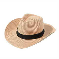 Candy Jazz Fedora Cap Rolled Brim Vintage Sun Hat Outdoor Breathable Straw Hat