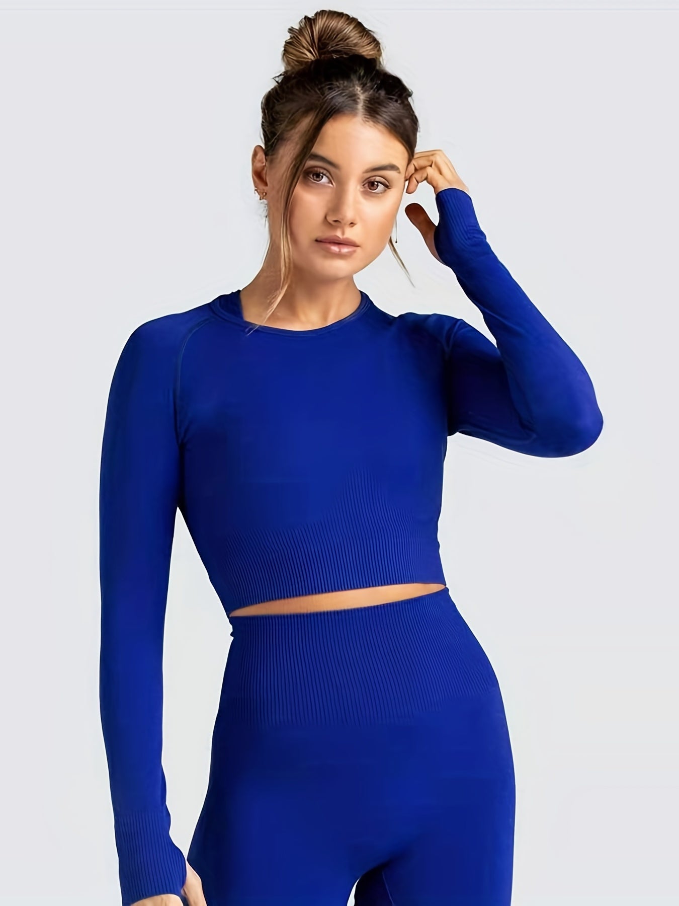 2pcs Seamless Skinny Stretchy Sports Yoga Suit