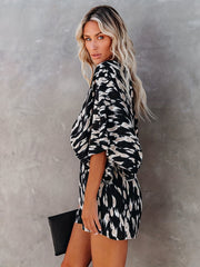 Boho V-neck Romper Jumpsuit Backless Print
